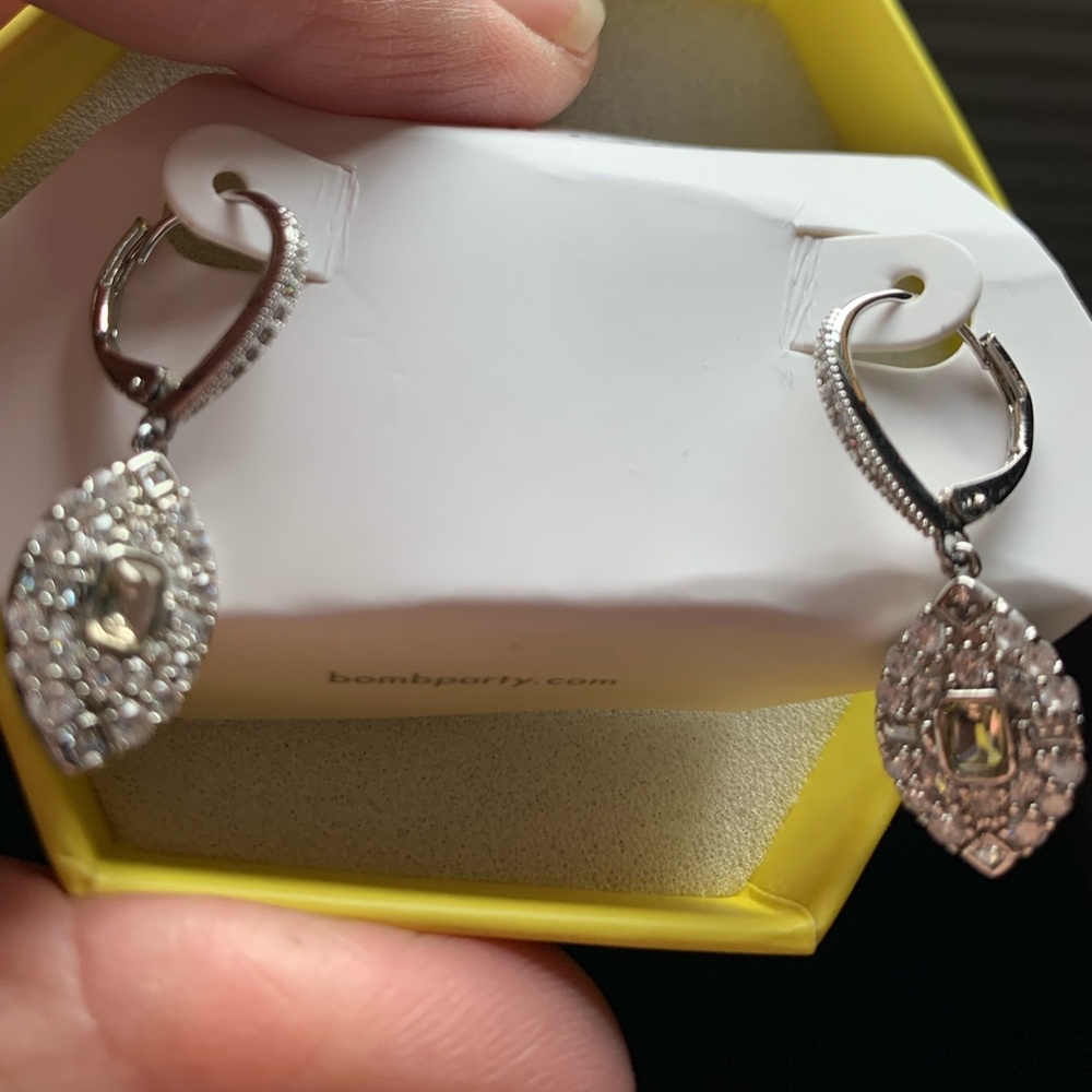Beautiful Drop Earrings Lab Created Peach Topaz